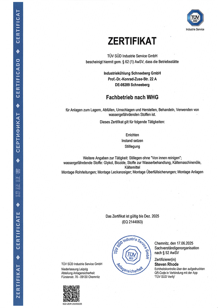 Certification Test Standard relating WHG 2025